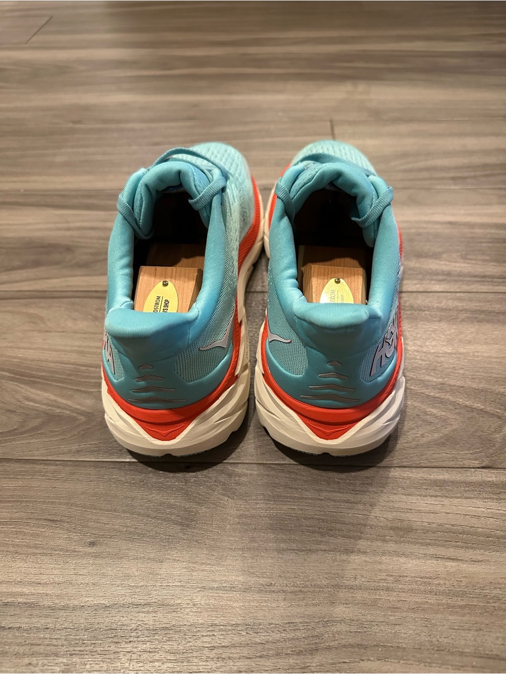 Hoka One One Mint Teal Running Shoes with Coral Accent - Picture 3 of 4